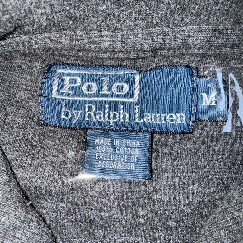 Polo Ralph Lauren Sweater Mens L Gray Shawl Collar Button Pullover Pony Logo - Picture 5 of 8
